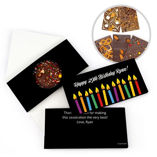 Personalized Birthday Lit Candles Birthday Gourmet Infused Belgian Chocolate Bars (3.5oz)