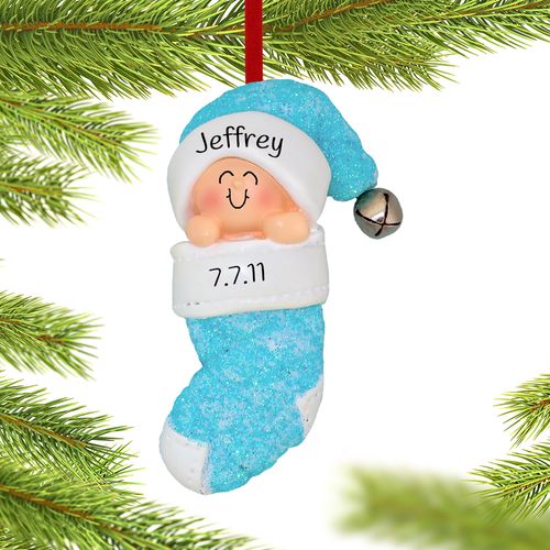 Personalized Baby Boy in Stocking