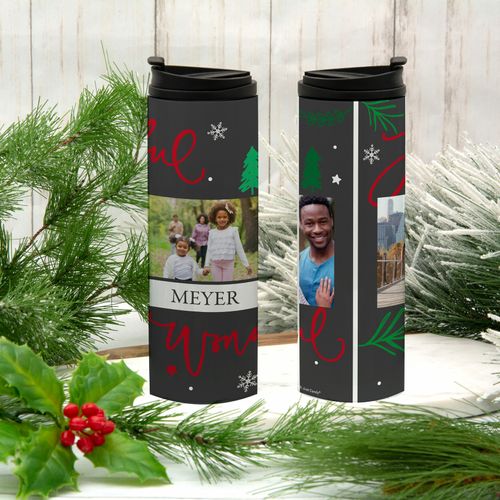 Personalized Holiday Family Photo Stainless Steel Thermal Tumbler (16oz)