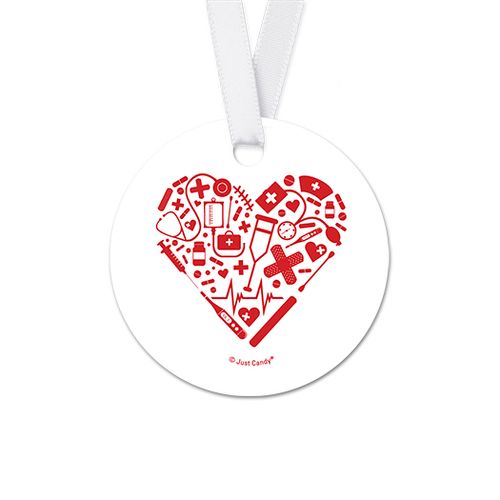 Red Heart Nurse Appreciation Round Favor Gift Tags (20 Pack)