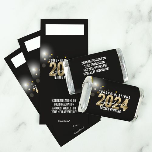Graduation Personalized HERSHEY'S MINIATURES Wrappers Black & Gold