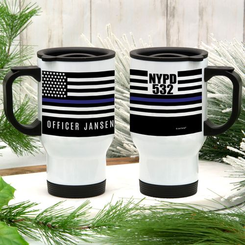 Personalized Police Stainless Steel Travel Mug (14oz)