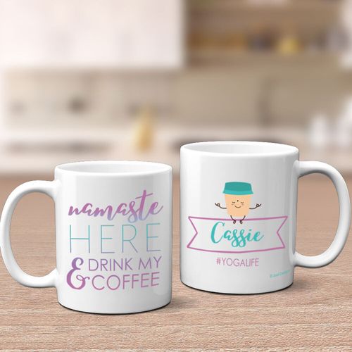 Personalized Namaste Home Drink Coffee Yoga 11oz Mug Empty