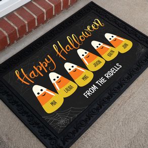 Personalized 18" x 30" Doormat Happy Halloween Candy Corn Family of 6
