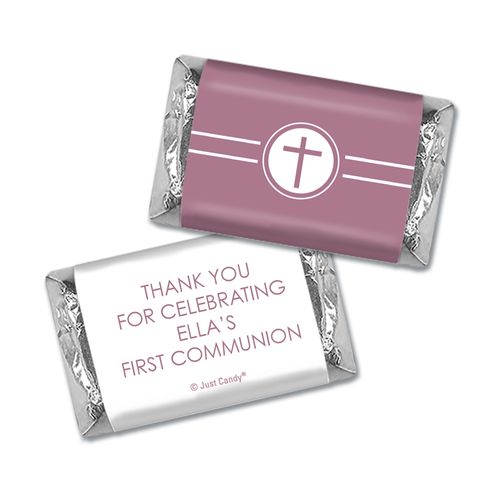 Personalized Hershey's Miniatures - Pink Cross Circle Communion