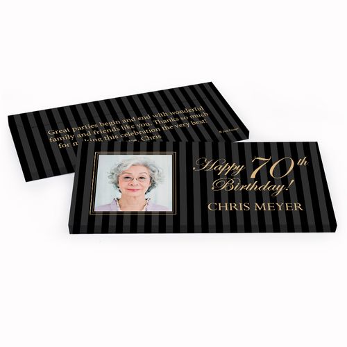 Deluxe Personalized Photo 70th Birthday Hershey's Chocolate Bar in Gift Box