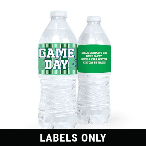 Personalized Football Party Themed Football Field Water Bottle Sticker Labels (5 Labels)