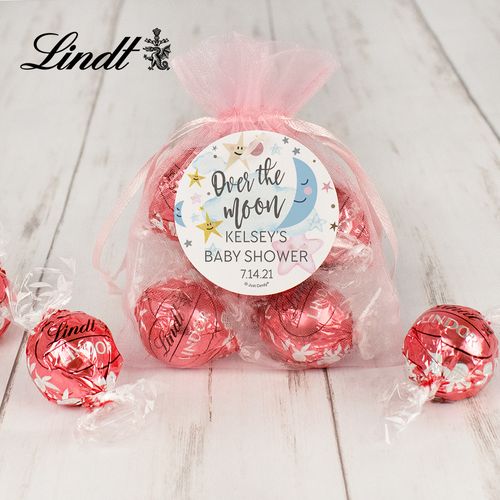 Personalized Baby Shower Lindt Truffle Organza Bag- Over the Moon
