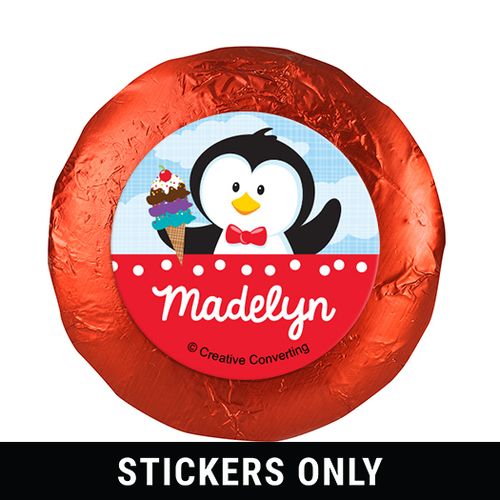 Personalized Birthday Penguin 1.25" Stickers (48 Stickers)