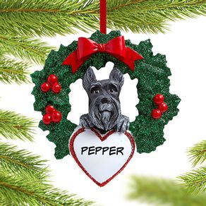 Personalized Schnauzer Dog with Wreath