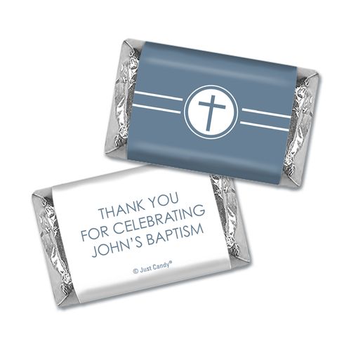 Personalized Hershey's Miniatures - Gray Cross Circle Baptism