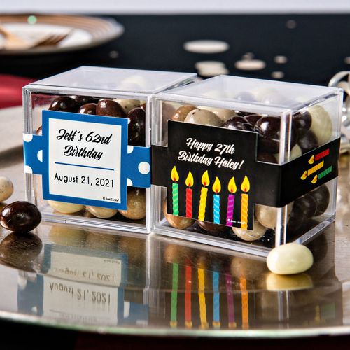 Personalized Birthday JUST CANDY® favor cube with Premium New York Espresso Beans
