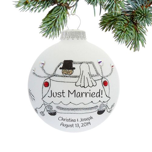 Personalized Just Married Car with Groom and Bride
