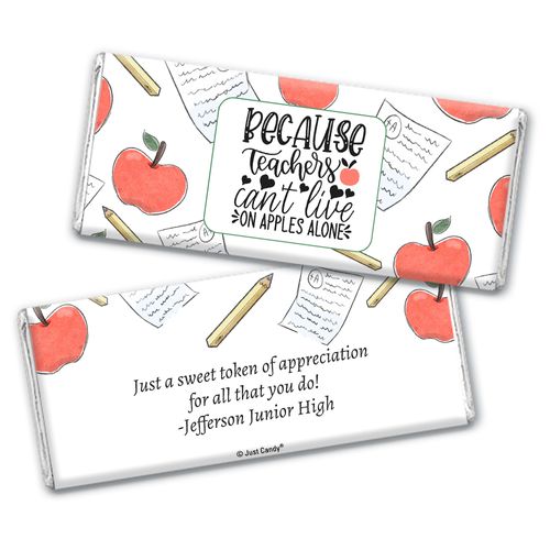 Personalized Teacher Appreciation Chocolate Bar and Wrapper - Teacher's on Apples
