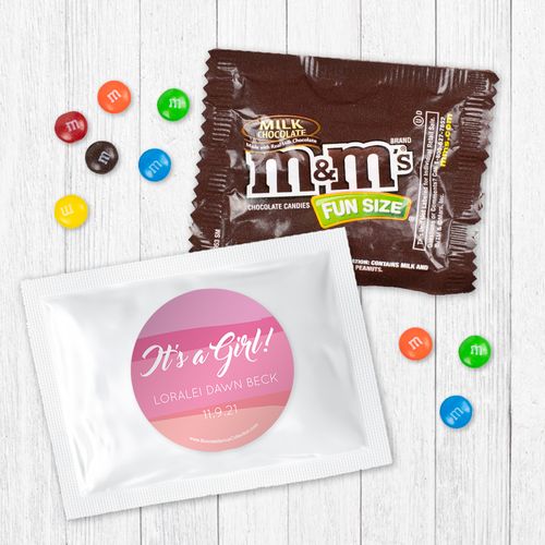 Personalized Girl Birth Announcement It's a Girl Watercolor - Milk Chocolate M&Ms