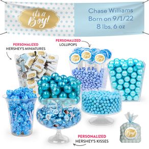 Personalized Boy Birth Announcement It's a Boy Polka Dots Deluxe Candy Buffet