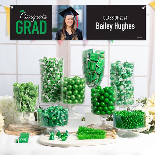 Personalized Green Graduation Photo Deluxe Candy Buffet