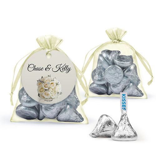Personalized Rehearsal Dinner Favor Assembled Organza Bag Filled with Hershey's Kisses
