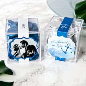 Personalized Wedding JUST CANDY® favor cube with Hershey's Kisses