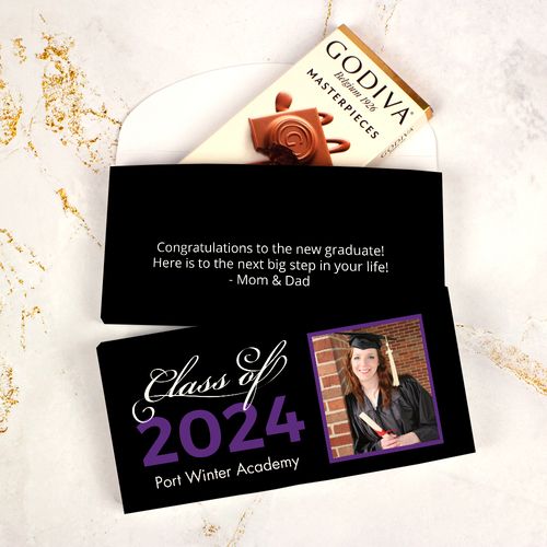 Deluxe Personalized Graduation Class Of Godiva Chocolate Bar in Gift Box