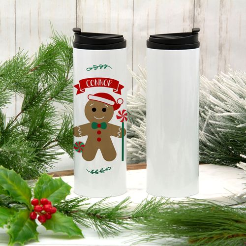 Personalized Gingerbread Boy Stainless Steel Thermal Tumbler (16oz)