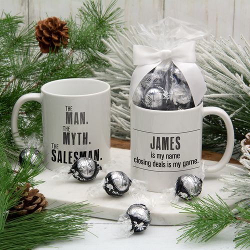 Personalized The Man, The Myth, The Salesman 11oz Mug with Lindt Truffles