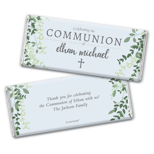 Personalized Green Leaves Communion Chocolate Bar-Hersheys