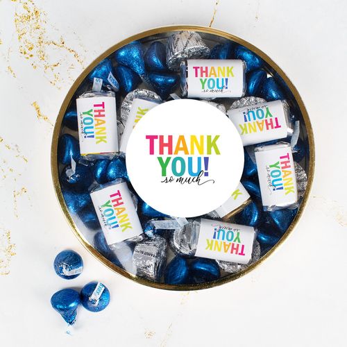 Thank You Large Plastic Tin Hershey's Miniatures, Hershey's Kisses & Peanut Butter Cups
