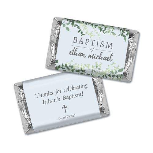 Personalized Hershey's Miniatures - Green Leaves Baptism