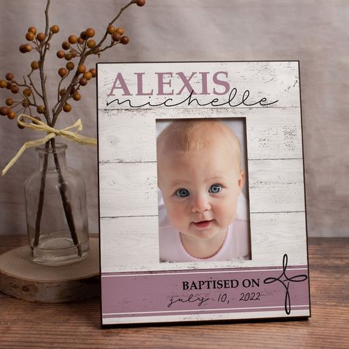 Personalized Picture Frame - Baptism Rustic Cross