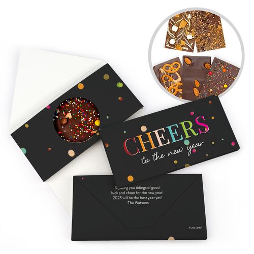 Personalized Cheers New Year's Gourmet Infused Belgian Chocolate Bars (3.5oz)