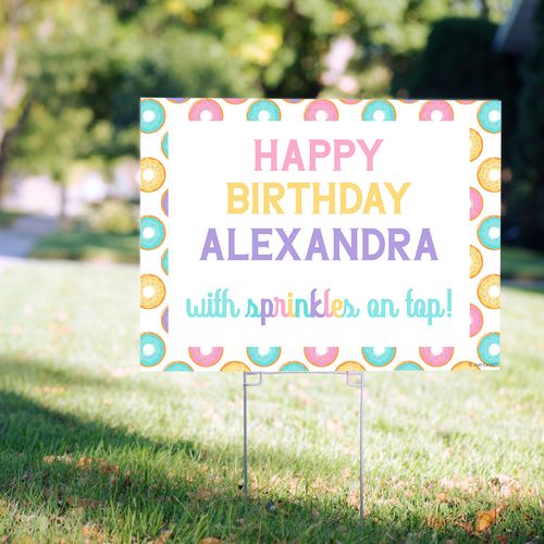 Personalized Kids Birthday Yard Sign Donuts