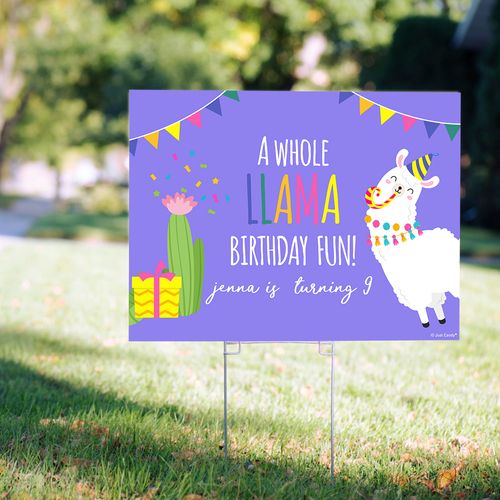 Personalized Kids Birthday Yard Sign Llama Fun