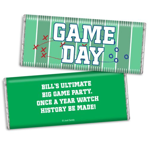 Personalized Football Party Themed Football Field Chocolate Bar & Wrapper