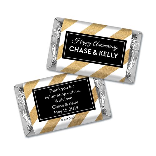 Personalized HERSHEY'S MINIATURES Wrappers Shimmering Stripes Anniversary Favors