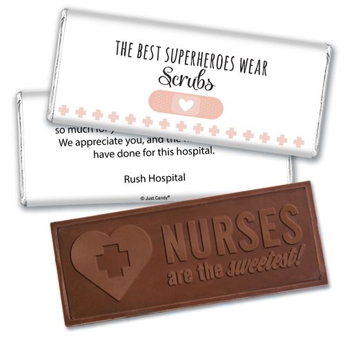 Personalized Nurse Appreciation Superheroes Embossed Nurse Chocolate Bars