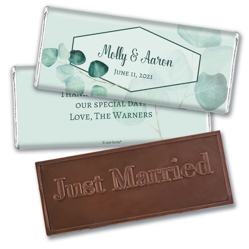 Personalized Wedding Peaceful Eucalyptus Embossed Chocolate Bar
