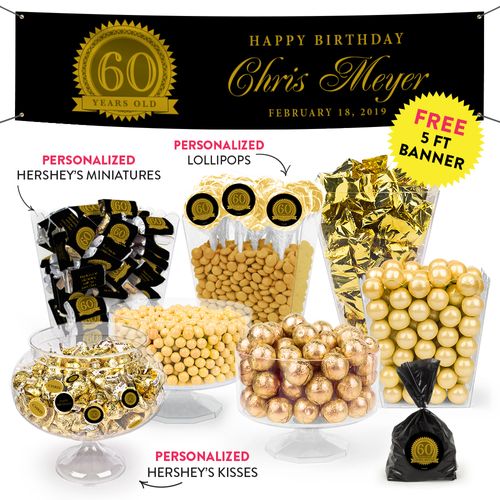 Personalized Milestone 60th Birthday Seal Deluxe Candy Buffet