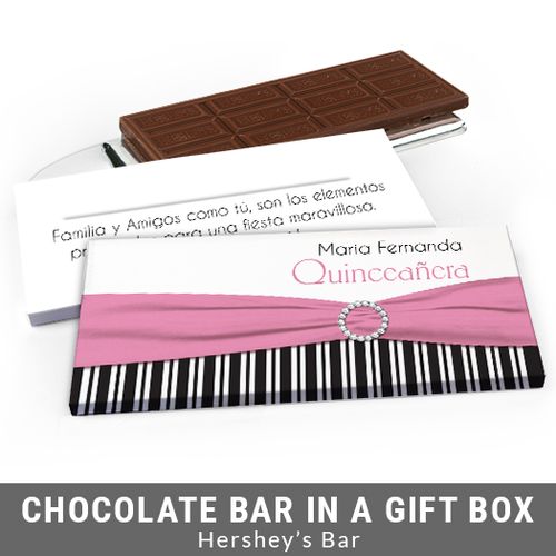 Deluxe Personalized Rayas y el Arco Quinceanera Chocolate Bar in Gift Box