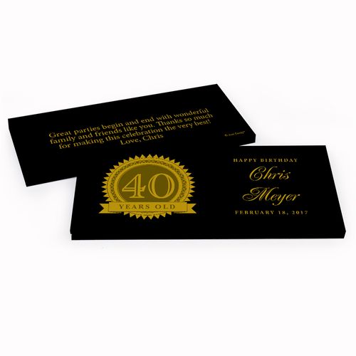 Deluxe Personalized 40th Milestones Seal Birthday Hershey's Chocolate Bar in Gift Box