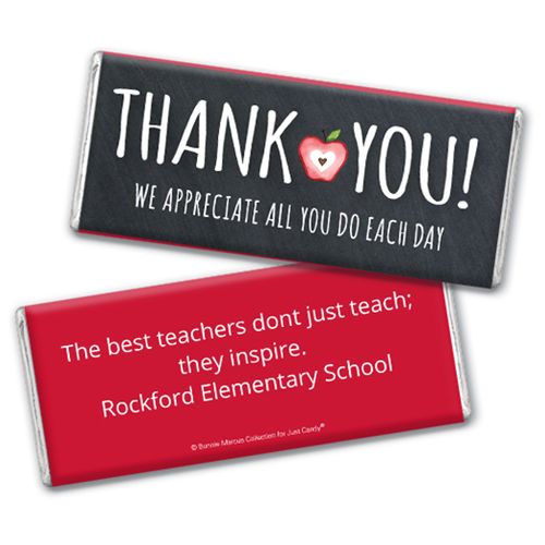 Personalized Teacher Appreciation Apple Chocolate Bar Wrappers
