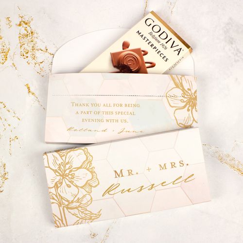 Deluxe Personalized Wedding Blushing Dream Godiva Chocolate Bar in Gift Box