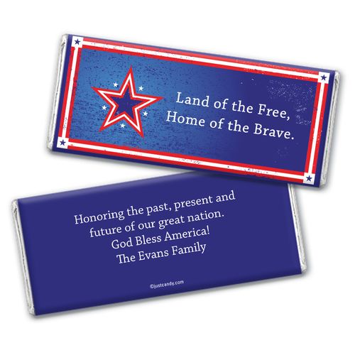 Patriotic Stars Personalized Candy Bar - Wrapper Only