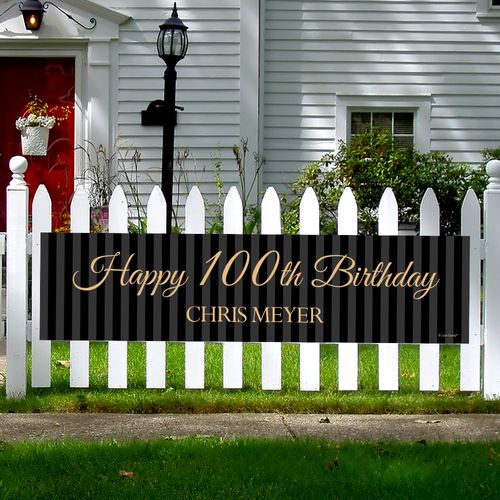 Personalized 100th Regal Stripes Birthday 5 Ft. Banner