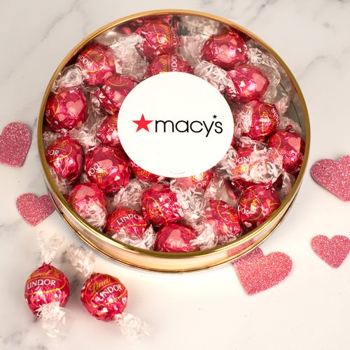 Personalized Valentine's Day Add Your Logo Large Plastic Tin with Lindt Truffles (20pcs)