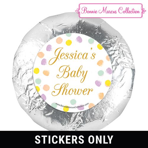 Personalized Bonnie Marcus Confetti Fun Baby Shower 1.25in Stickers (48 Stickers)