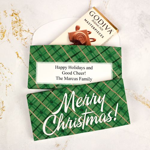 Deluxe Personalized Bonnie Marcus Classical Christmas Godiva Chocolate Bar in Gift Box