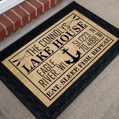 Personalized 18" x 30" Doormat Lake House Coordinates