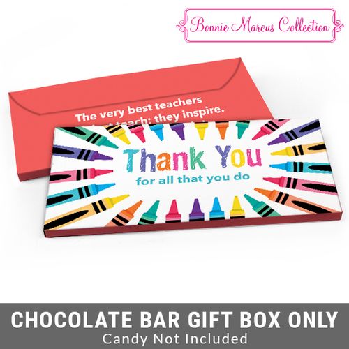 Deluxe Personalized Colorful Thank You Teacher Appreciation Candy Bar Favor Box