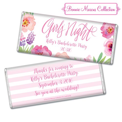 Floral Embrace Bachelorette Favors Personalized Hershey's Bar Assembled